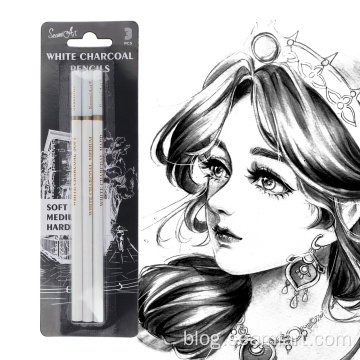 3pcs White charcoal pencil wooden set